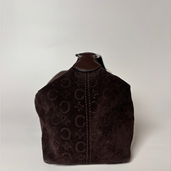 Céline Vintage Brown Suede Monogram Macadam Shoulder Bag - Picture 5 of 11